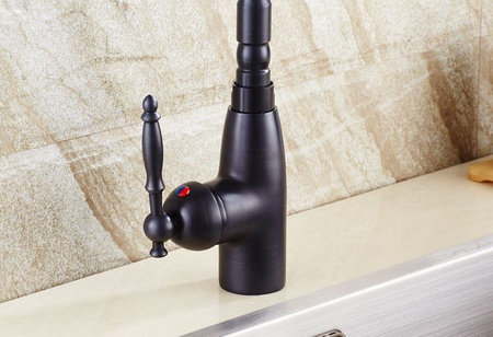 GRIFO DE LAVABO ESTELA ALTO GIRATORIO RETRO S-1087 NEGRO