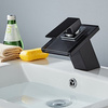 GRIFO DE LAVABO DE VIDRIO LUNA DE PIE BAJO S-1002B NEGRO