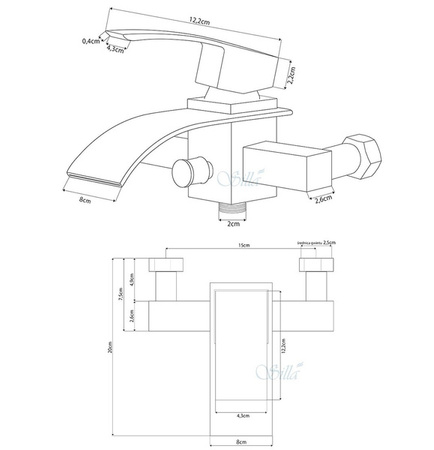 GRIFO DE BAÑERA MURAL CASCADE S-1007G DORADO