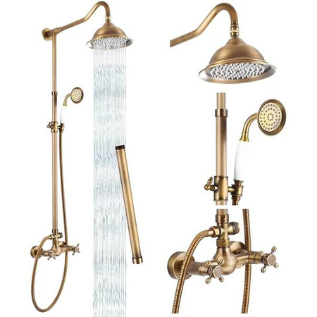 CONJUNTO DE DUCHA RETRO CAMILLA EXTERIOR S-1158V ORO VIEJO