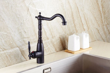 GRIFO DE LAVABO ESTELA ALTO GIRATORIO RETRO S-1087 NEGRO