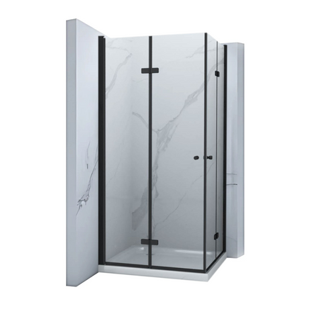 CABINA DE DUCHA BAXLER NEGRA CON PLATO DE DUCHA CUADRADO TRANSPARENTE - 80X80X190