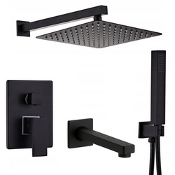 CONJUNTO DE DUCHA EMPOTRADO CON CAÑO S-1193B NEGRO