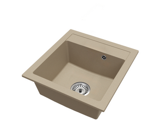Fregadero Cocina Beige 52x49cm, Fregadero Granito 1 Seno + Sifón