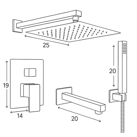 CONJUNTO DE DUCHA EMPOTRADO CON CAÑO S-1193 CROMO