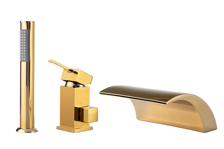 GRIFO DE BAÑERA CASCADE DE 3 AGUJEROS S-1006G DORADO