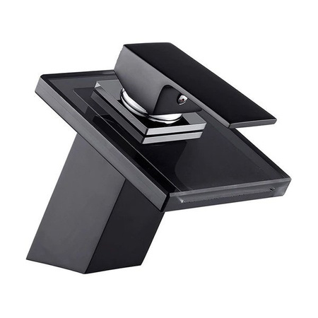 GRIFO DE LAVABO DE VIDRIO LUNA DE PIE BAJO S-1002B NEGRO