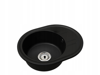Fregadero Cocina Negro 37,5x37,5cm, Fregadero Granito 1 Seno + Sifón