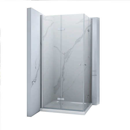 CABINA DE DUCHA BAXLER CROMO CON PLATO DE DUCHA SLIM CUADRADA TRANSPARENTE - 80X80X190