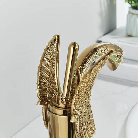 GRIFO DE LAVABO SWENNA ALTO RETRO S-1178G DORADO