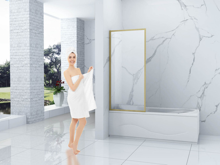MAMPARA DE BAÑERA VESTON DE 1 HOJA 90X150 FIJA DORADA