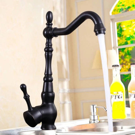 GRIFO DE LAVABO ESTELA ALTO GIRATORIO RETRO S-1087 NEGRO