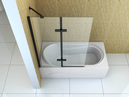 MAMPARA DE BAÑO GARETT DE 2 HOJAS 120X150 FIJA NEGRA