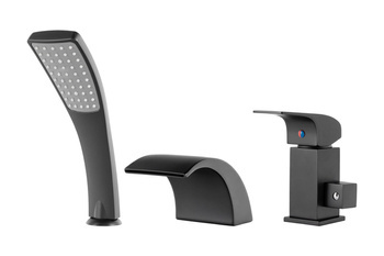 GRIFO DE BAÑERA DE 3 AGUJEROS CASCADE DE MONTAJE EN BORDE S-1169B NEGRO