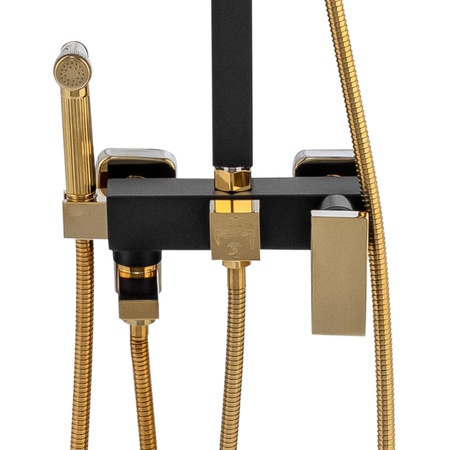 CONJUNTO DE DUCHA EXTERIOR CUBO S-1067BG NEGRO/ORO