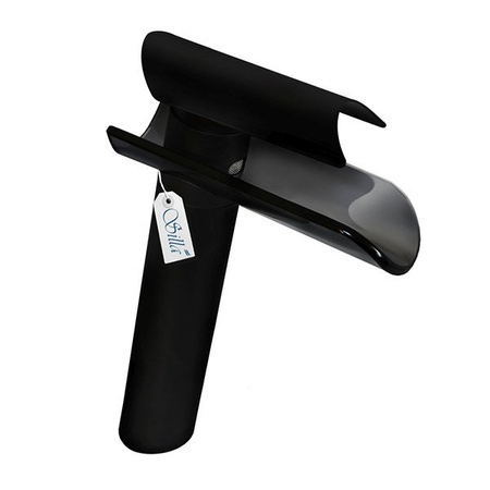 Grifo de lavabo Mona alto de vidrio S-1025B negro