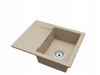 Fregadero de cocina de granito Beige 47.4cm x 58.4cm, 1 cubeta con escurridor + Kit de desagüe 