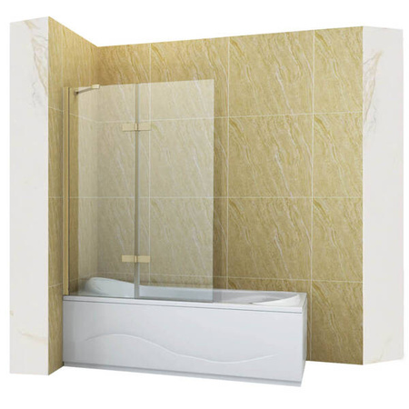 BIOMBO DE BAÑERA GARETT DE 2 HOJAS 120X150 FIJO DORADO CEPILLADO