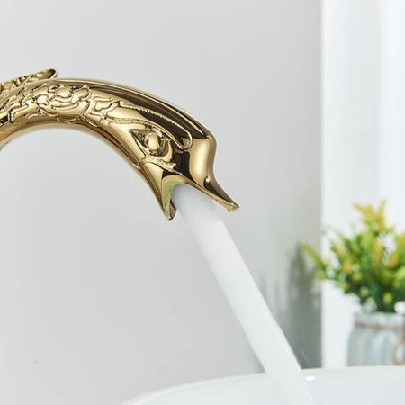 GRIFO DE LAVABO SWENNA ALTO RETRO S-1178G DORADO