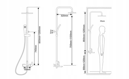 CONJUNTO DE DUCHA GIO EXTERIOR S-1157 NEGRO / DORADO
