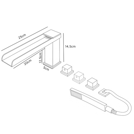 GRIFO DE BAÑERA DE 5 AGUJEROS S-1213G DORADO