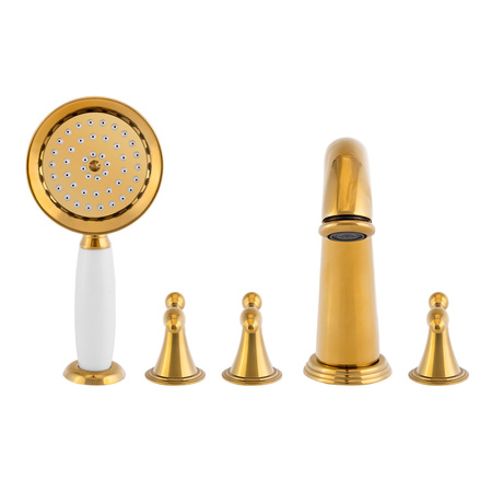 GRIFO DE BAÑERA RETRO DE 5 AGUJEROS S-1214G DORADO