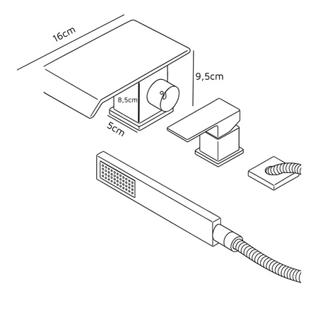 GRIFO DE BAÑERA DE 3 AGUJEROS S-1215W BLANCO
