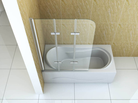 BIOMBO DE BAÑERA MARION 3 PANELES 120X140 MÓVIL CROMADO