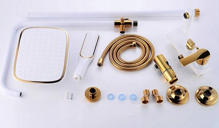 CONJUNTO DE DUCHA GIO EXTERIOR S-1157 BLANCO / DORADO