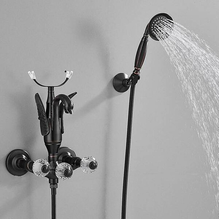 GRIFO DE BAÑERA DE PARED SWENNA RETRO S-1177B NEGRO