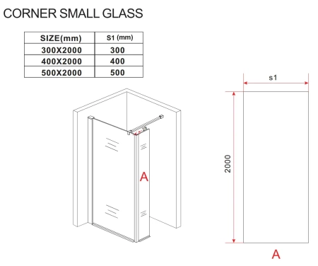 MAMPARA DE DUCHA WALK-IN DE 2 PARTES 60x50x200 TRANSPARENTE CROMO