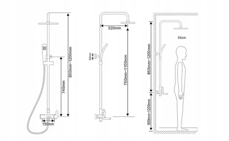 CONJUNTO DE DUCHA GIO EXTERIOR S-1157 BLANCO / DORADO