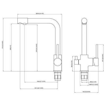 GRIFO DE COCINA PARA FREGADERO DE TRES VÍAS CROMADO S-2103