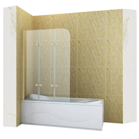 BIOMBO DE BAÑERA MARION DE 3 PANELES 120X140 MÓVIL DORADO CEPILLADO