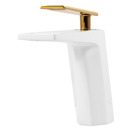 GRIFO DE LAVABO DE PIE HUGO BAJO S-1085WG BLANCO/DORADO