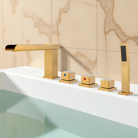 GRIFO DE BAÑERA DE 5 AGUJEROS S-1213G DORADO