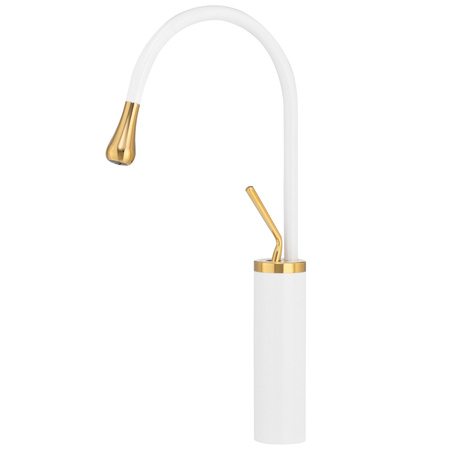 GRIFO DE LAVABO LUCA DE SOBREMESA ALTO GIRATORIO S-1154WG BLANCO/ORO