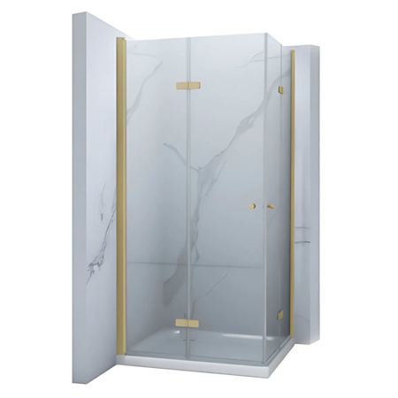 CABINA DE DUCHA BAXLER DORADA CON PLATO SLIM CUADRADA TRANSPARENTE - 80X80X190