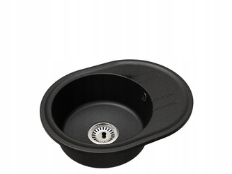 Fregadero Cocina Negro Jaspeado 37,5x37,5cm, Fregadero Granito 1 Seno + Sifón