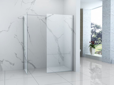 MAMPARA DE DUCHA PALMER WALK-IN DOBLE DE 2 PARTES 90x200 80x200 TRANSPARENTE CROMO