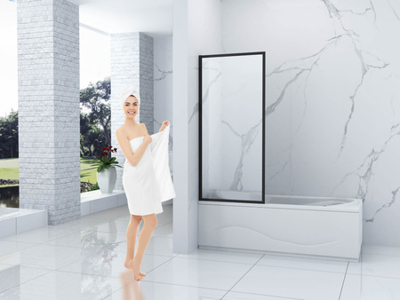 MAMPARA DE BAÑO VESTON DE 1 HOJA 90X150 FIJA NEGRA