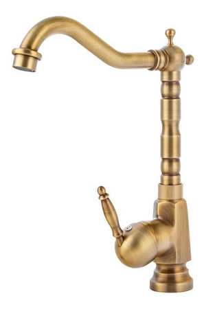 GRIFO DE LAVABO ESTELA ALTO GIRATORIO ORO VIEJO S-1087 RETRO