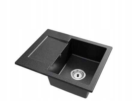 Fregadero de cocina de granito Beige 47.4cm x 58.4cm, 1 cubeta con escurridor + Kit de desagüe 