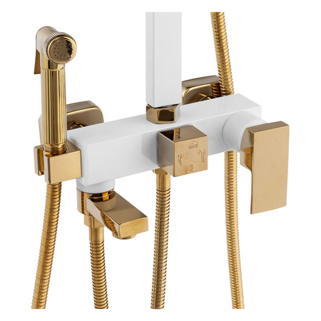 CONJUNTO DE DUCHA EXTERIOR CUBO S-1067WG BLANCO/ORO