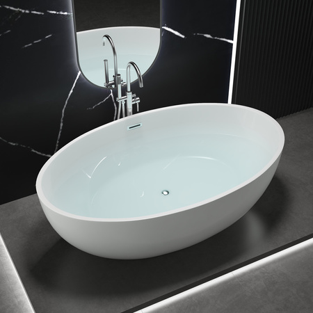 BAÑERA EXENTA ACRÍLICA LUNA 175×100×58 BLANCA