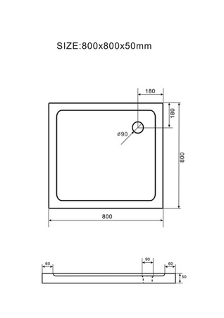 PLATO DE DUCHA CUADRADO SLIM 80x80 NEGRO