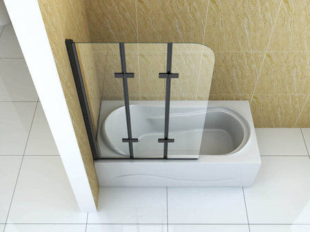 MAMPARA DE BAÑO MARION 3 PANELES 120X140 MOVIBLE NEGRA