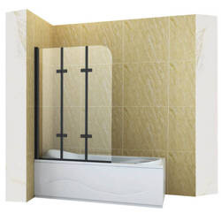 MAMPARA DE BAÑO MARION 3 PANELES 120X140 MOVIBLE NEGRA