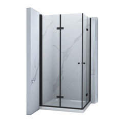 CABINA DE DUCHA BAXLER NEGRA CON PLATO DE DUCHA SLIM CUADRADA TRANSPARENTE - 80X80X190