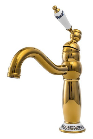 GRIFO DE LAVABO PALOMA DE PIE BAJO RETRO S-1109 DORADO